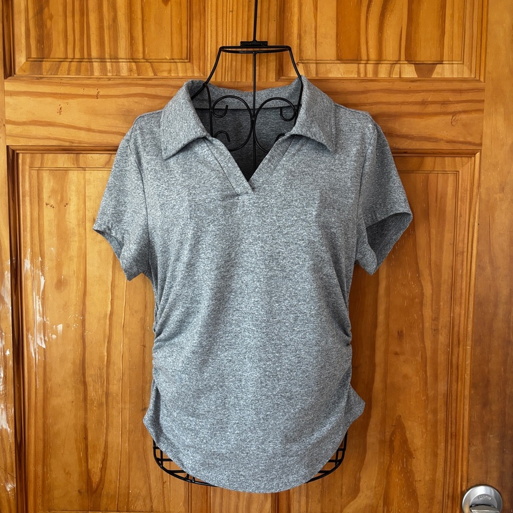SHEIN Gray Fitted Short Sleeve Polo Button Down Shirt
